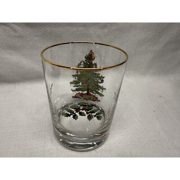 Set of 6 Spode Christmas Tree clear Old Fashion rocks glasses 4.25” cocktail VTG - Picture 8 of 12